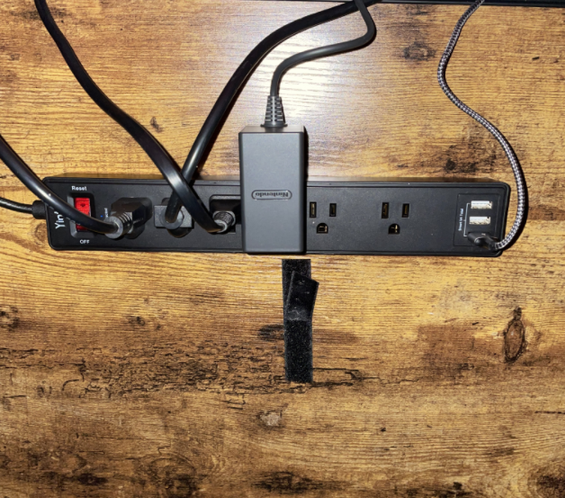 a reviewer photo of the black power strip