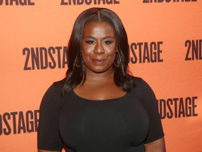 Uzo Aduba poses for a photo at a step-and-repeat