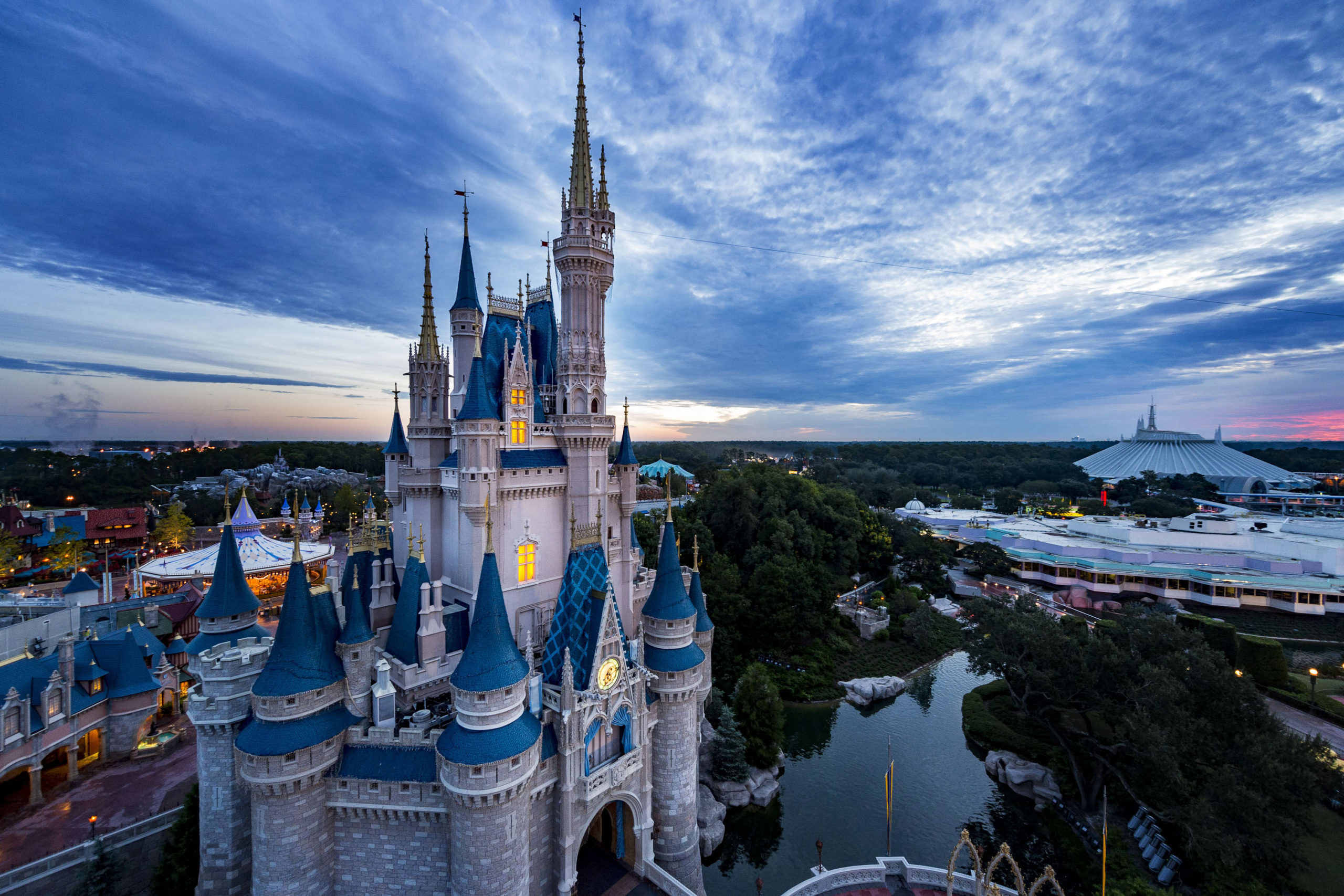 An aerial shot of the Magic Kingdom