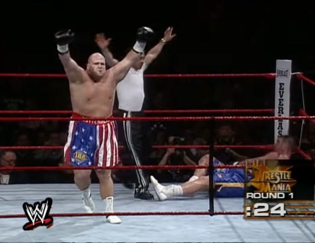 Butterbean knocks out Bart Gunn at Wrestlemania 15