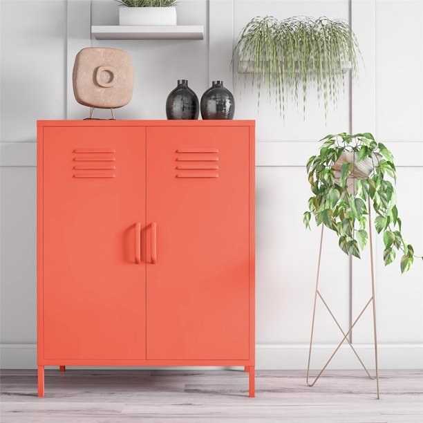 The orange locker in a home