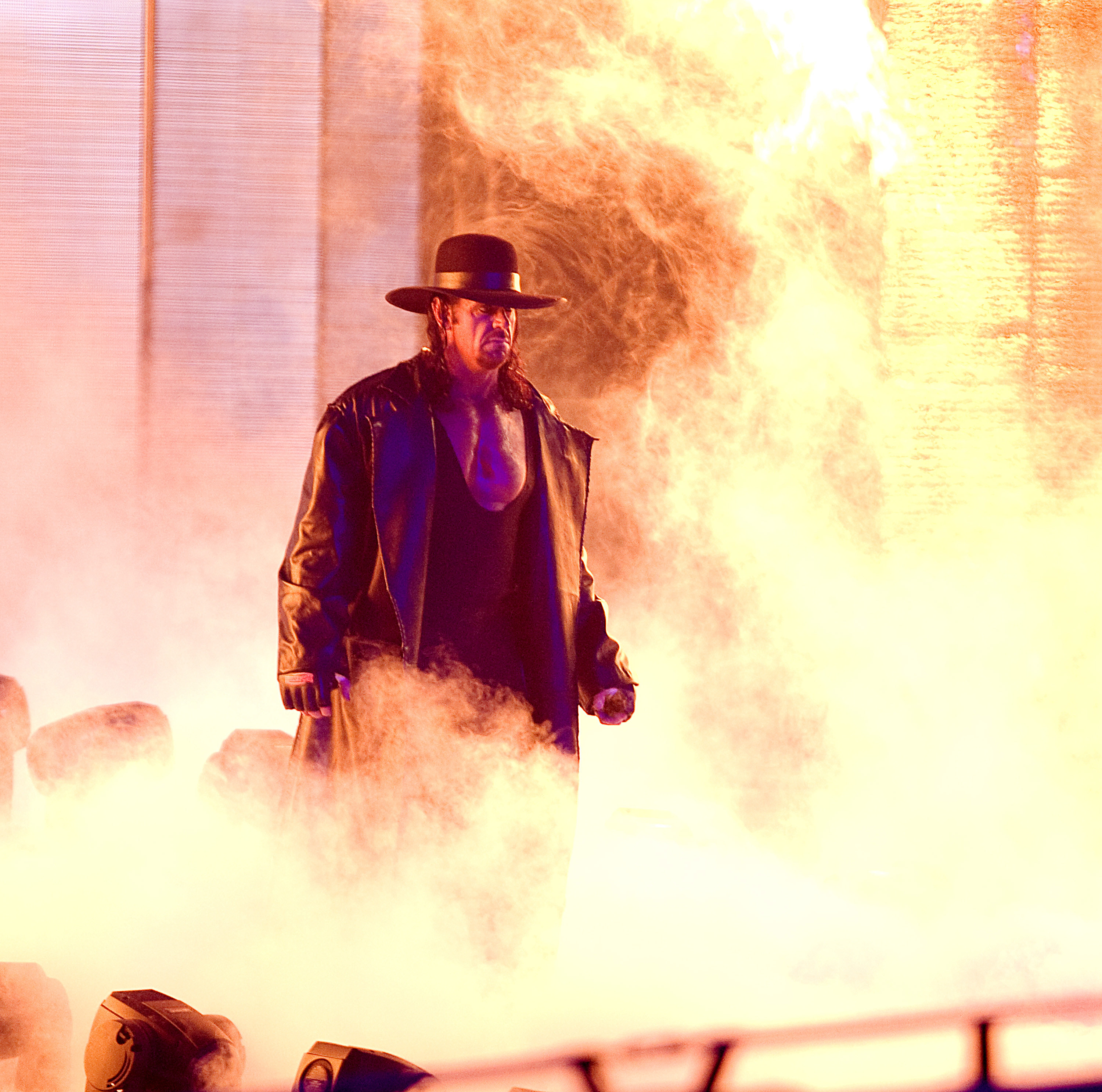 The Undertaker makes his way to the ring for his match with Shawn Michaels at WrestleMania 25