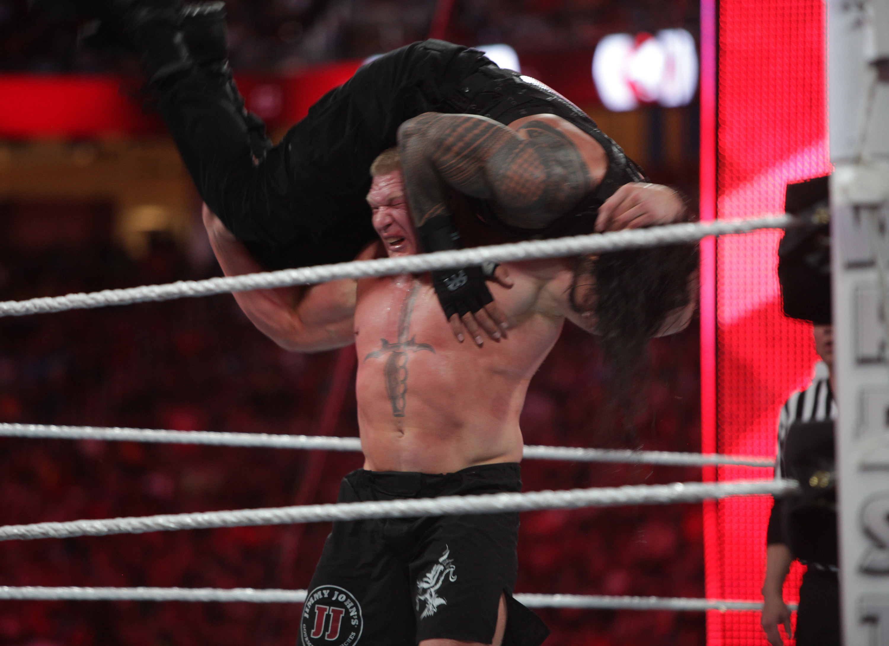 Brock Lesnar and Roman Reigns at Wrestlemania 31