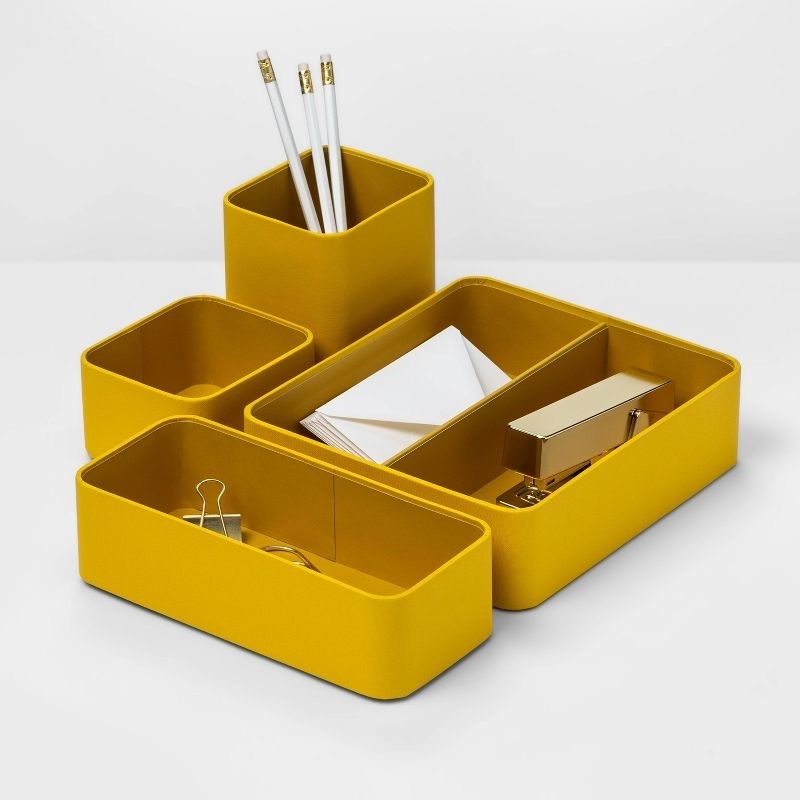 Yellow modular desk set