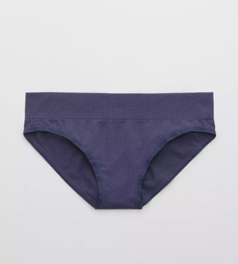 The dark purple ribbed bikini undies