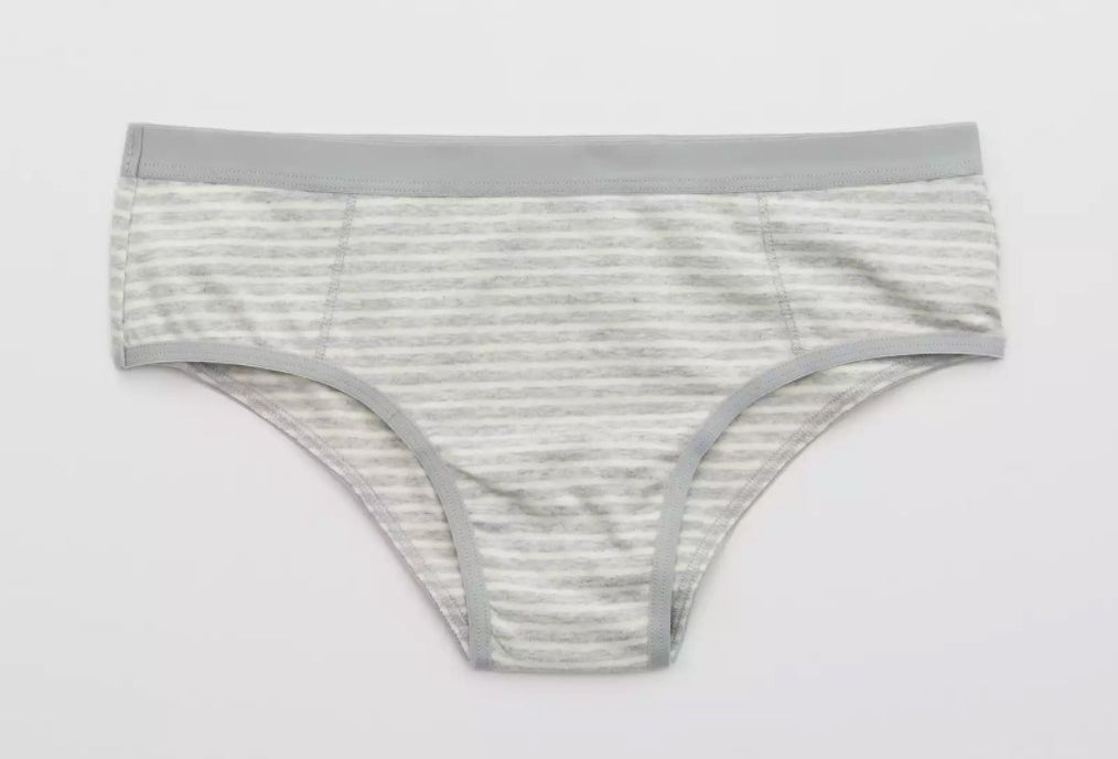 The cheeky underwear in grey and white stripes