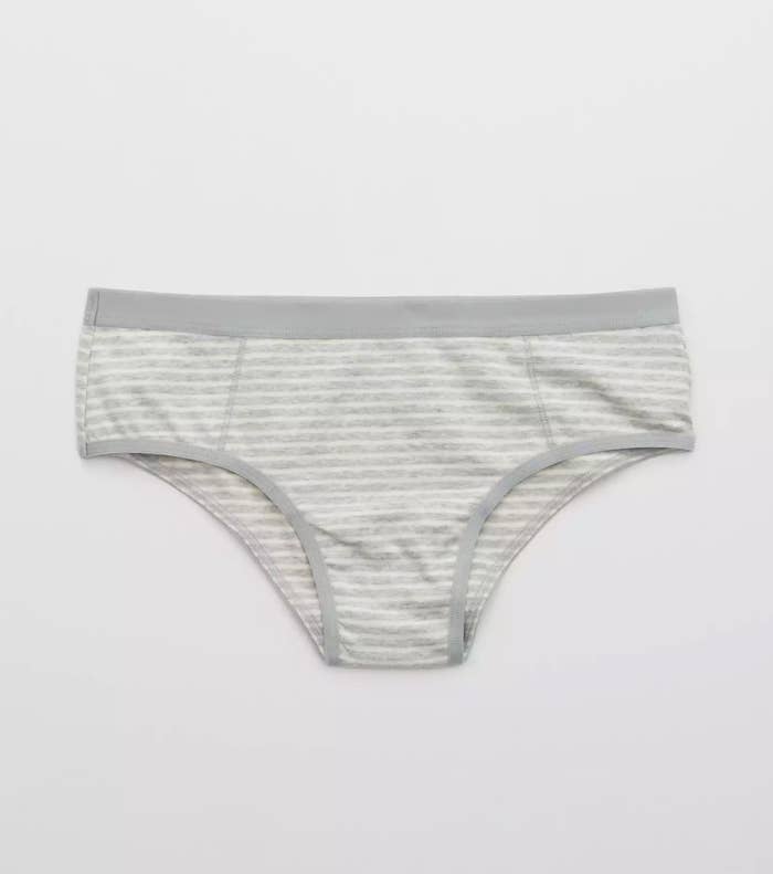 The cheeky underwear in grey and white stripes