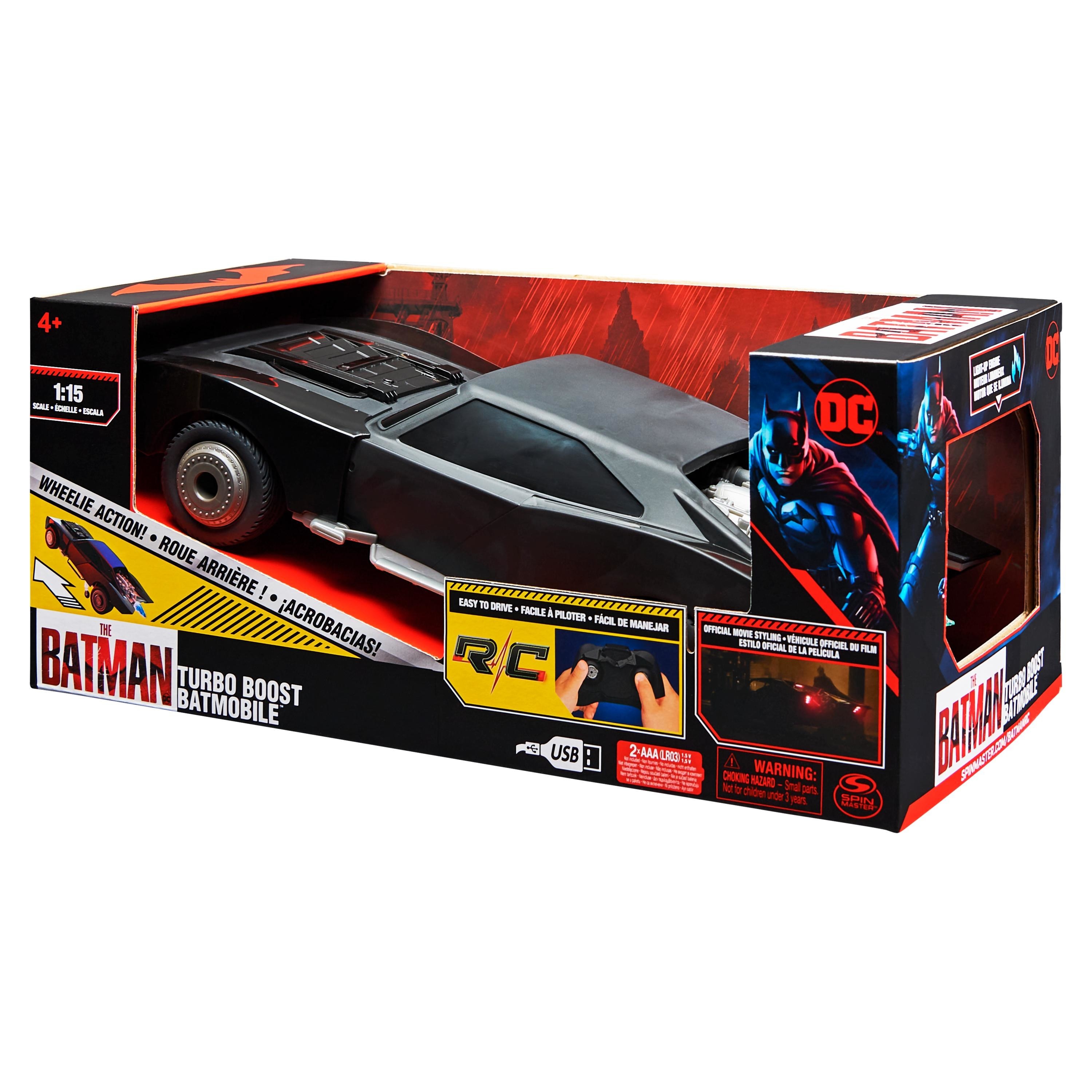 We see the Batman Turbo Boost Batmobile™ with Remote Control in the packaging.