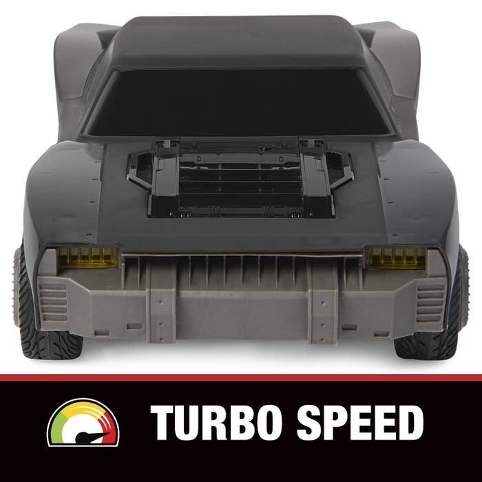 We see the the Turbo Boost Batmobile™ RC from the front, along with the text, Turbo Speed."
