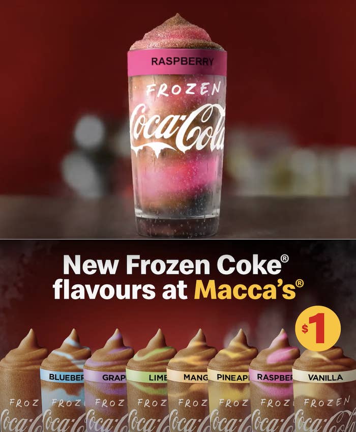 An array of flavored Frozen Cokes