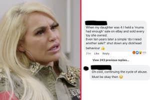 A woman looks confused, a mom brags about selling her child's belongings