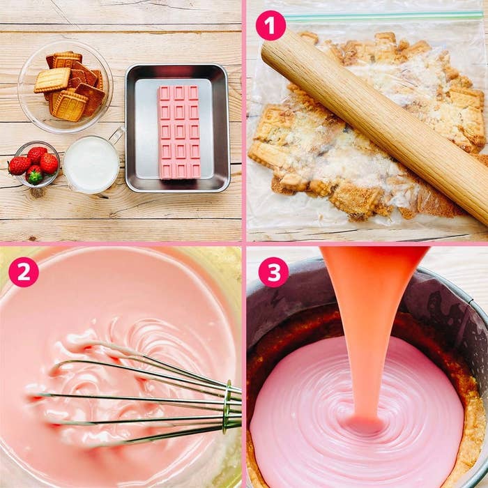 いちごの濃厚生チョコタルト 焼かない 材料4つ 混ぜて冷やすだけ レシピ 作り方 Tasty