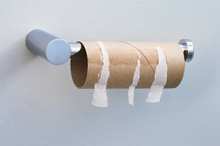 an empty toilet paper roll