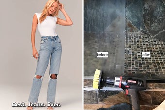 (left) Abercrombie straight leg jeans (right) power scrubbing attachment