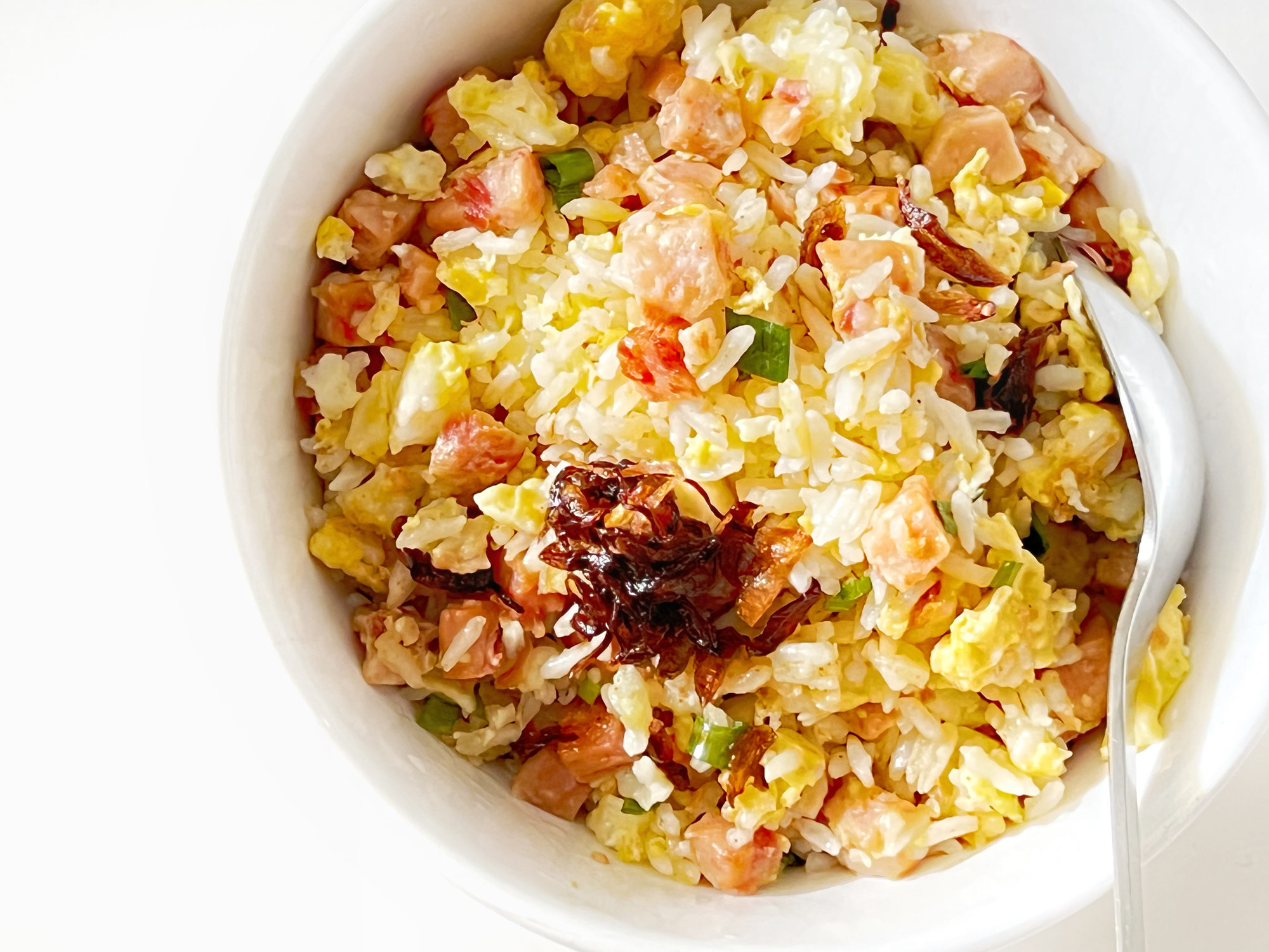 Home-cooked Chinese fried rice with deli meat