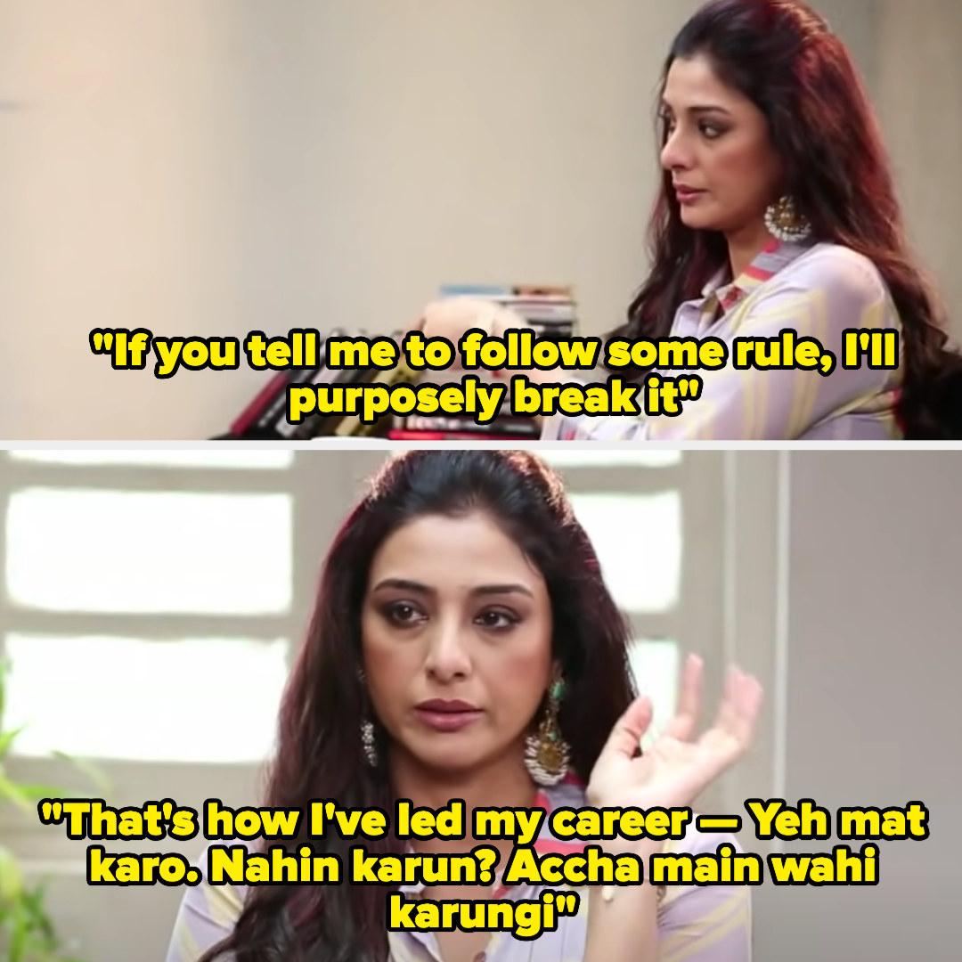 Tabu sitting for an interview saying that she usually breaks any rules she&#x27;s told to follow