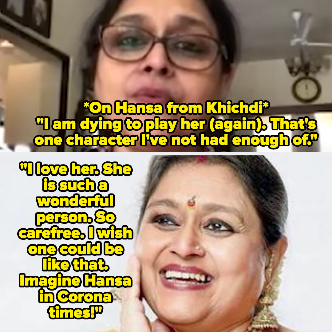 Supriya in a video call and in a press photo with quotes of her talking about her character, Hansa, and how she&#x27;d be handling &quot;Corona times&quot;
