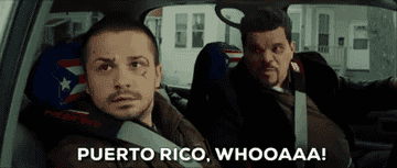 Luis Guzman leaning over in a car and saying &quot;puerto rico, whooaaa&quot;