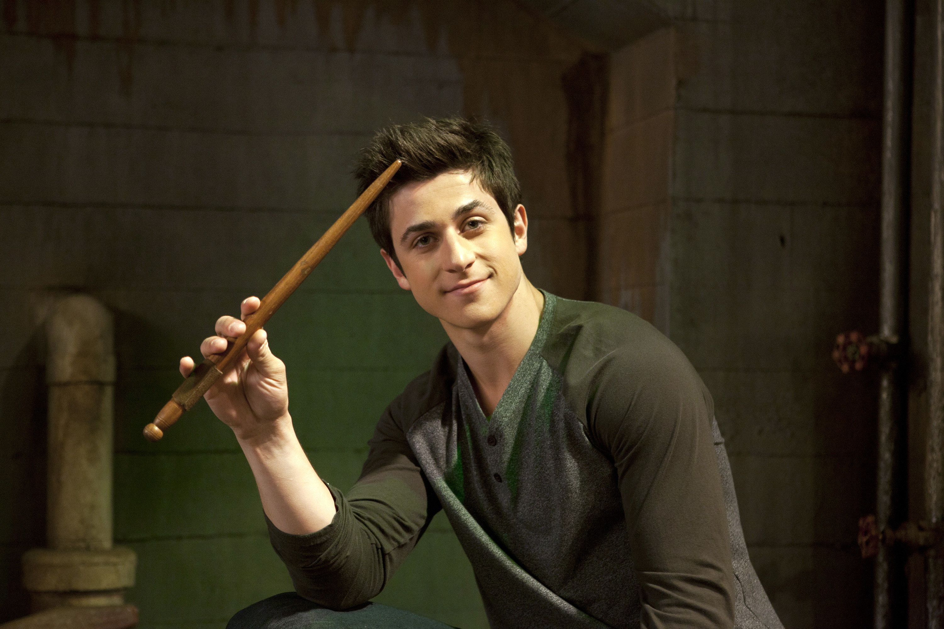 David Henrie holds a wand