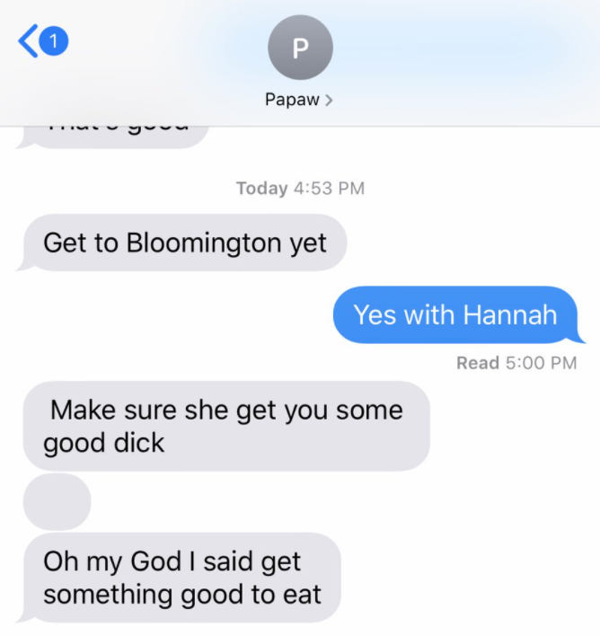 grandpa texting get some good dick instead of something good to eat