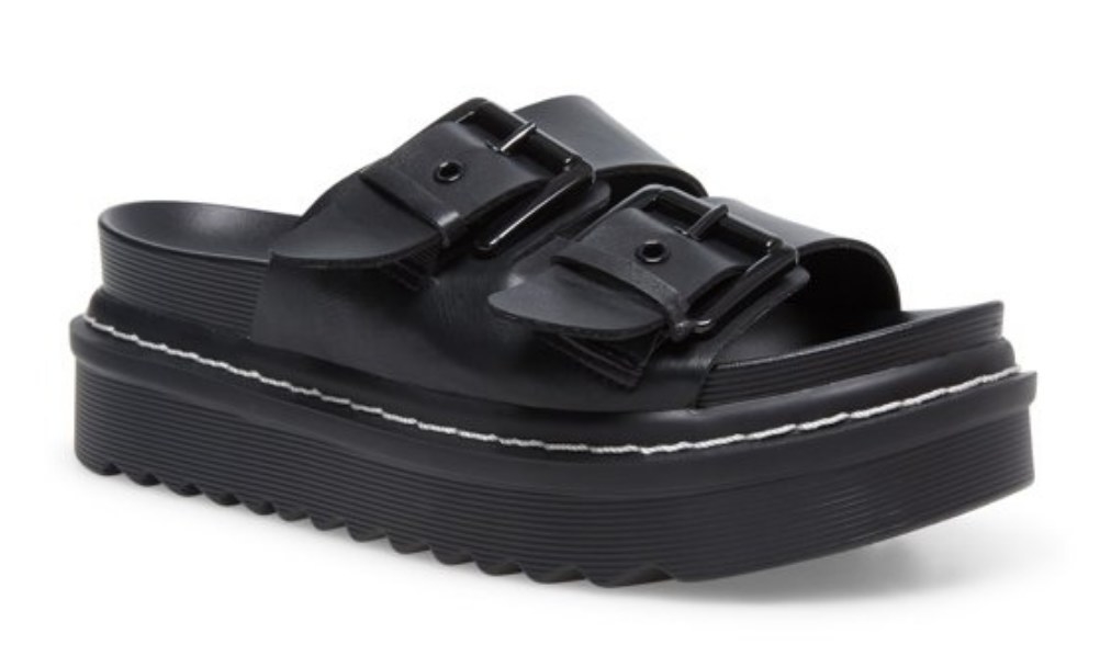Black flatform slide sandal