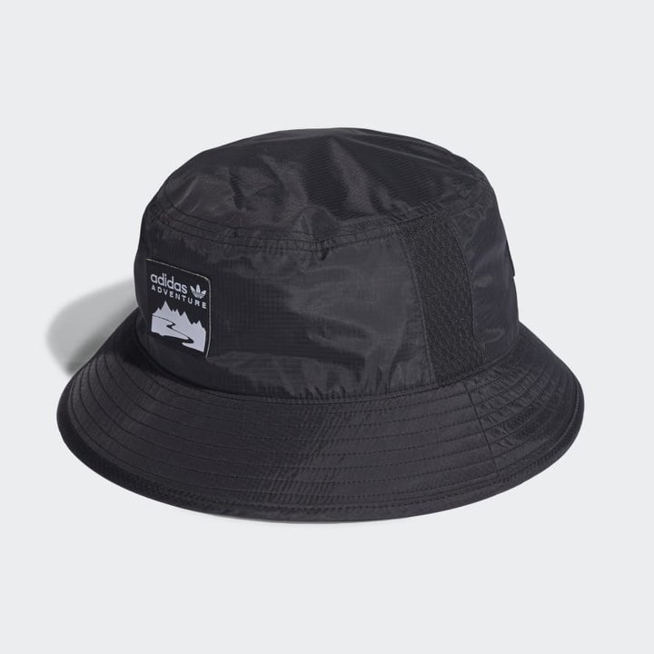A black bucket hat