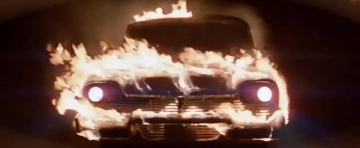 Christine driving while on fire in &quot;Christine&quot;
