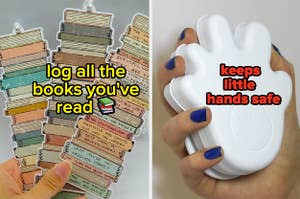 bookmarks and a gadget that keeps doors from slamming on fingers