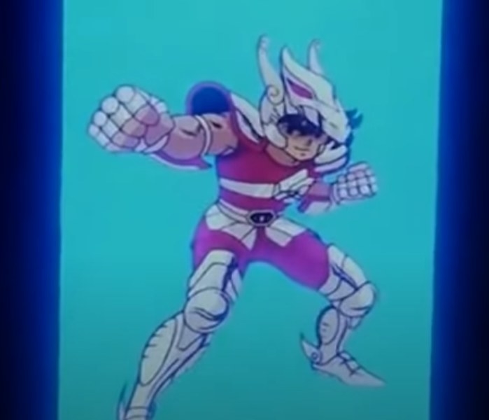 Sainta Seiya posing in his red Pegasus armor