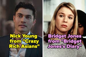 Nick Young from Crazy Rich Asians and Bridget Jones from Bridget Jones's Diary