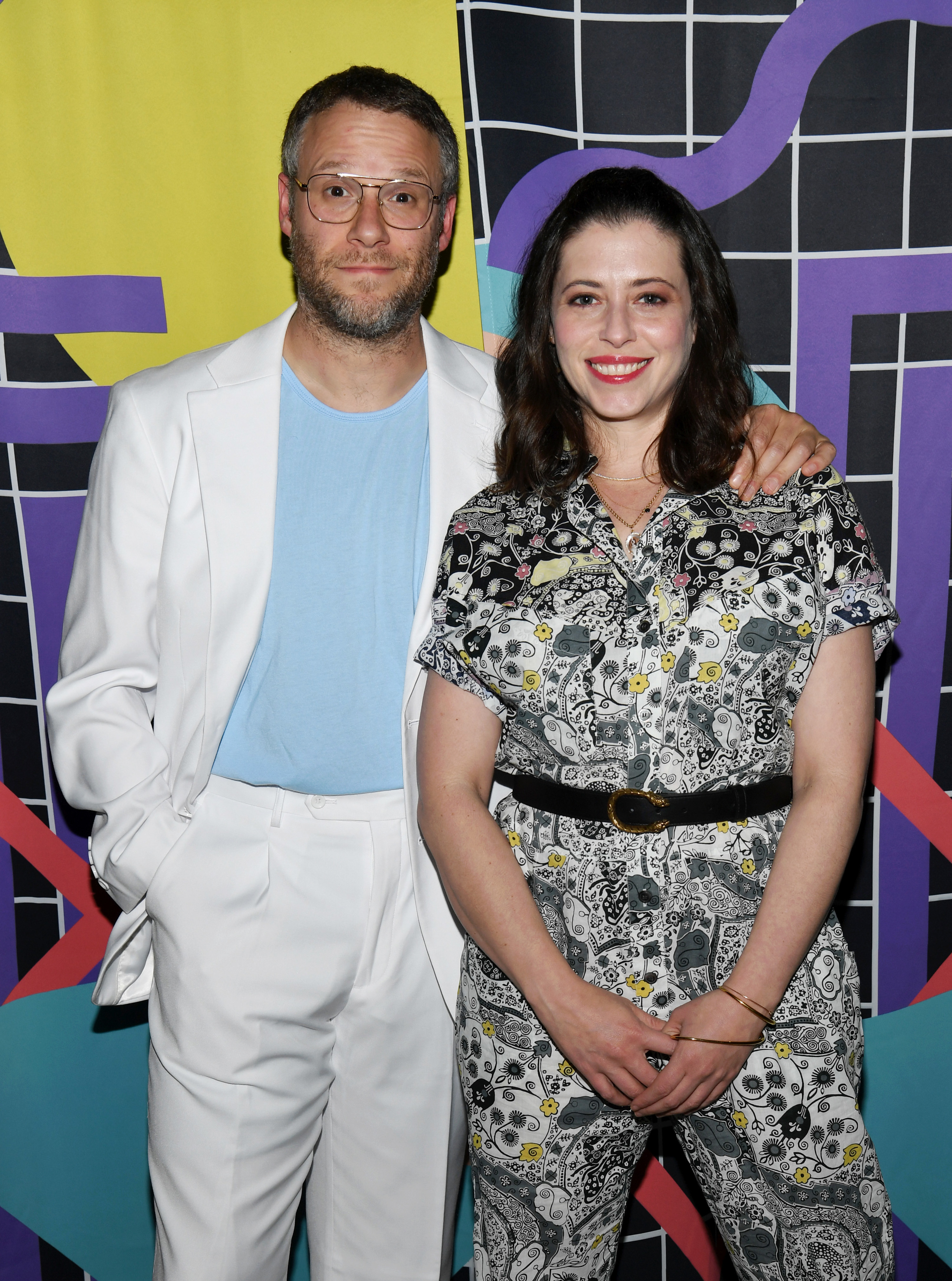 Seth Rogen and Lauren Miller Rogen are photographed at the Seth Rogen Hosts HFC Head To Head Virtual Game Show Fundraiser in 2021