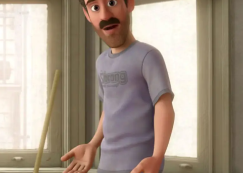 Hot Dad looking perplexed in his bedroom