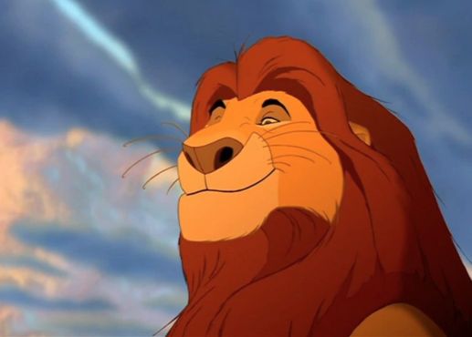 Mufasa looking regal at the top of Pride Rock