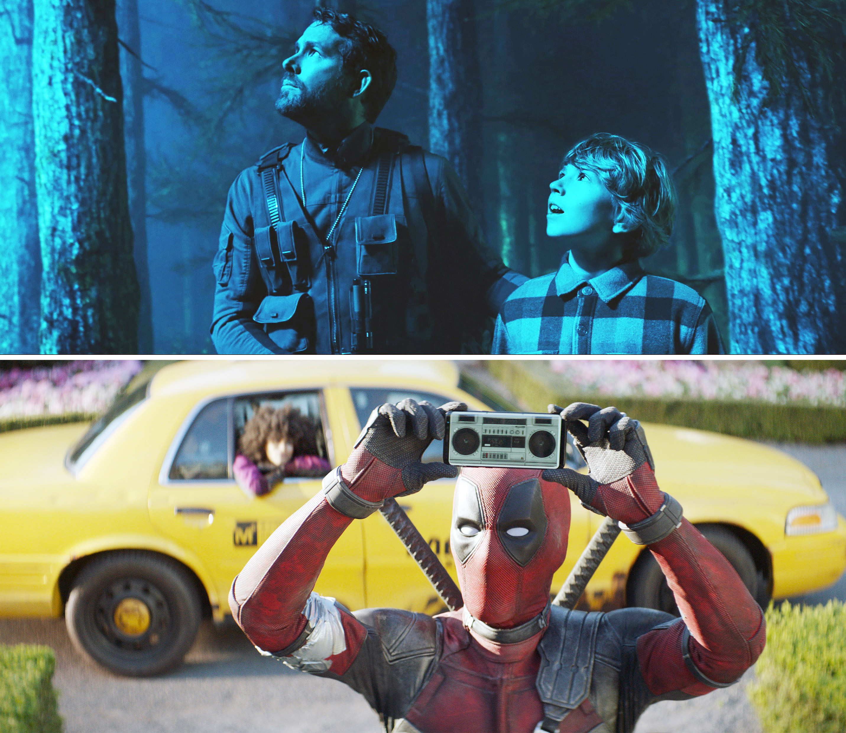 :两个亚当斯在树林里查找;底部:Deadpool磁带录音机
