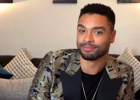 A screenshot of Regé-Jean Page sitting down for an interview