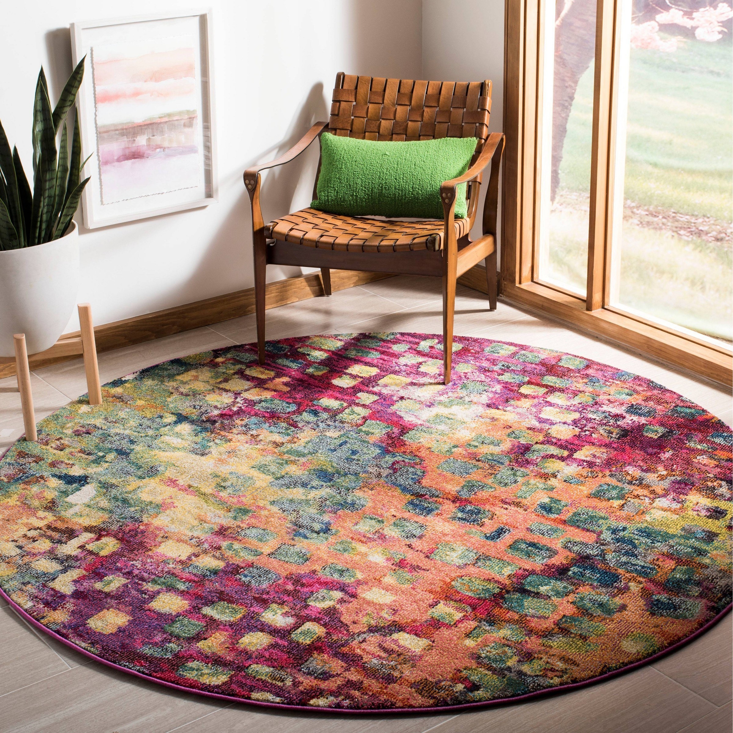 the round rug version in pink multi color