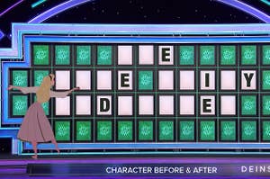 A Wheel of Fortune Board with Aurora as Vanna White