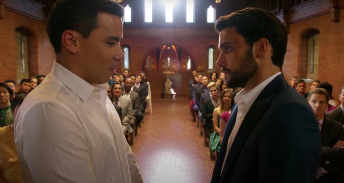 Connor and Oliver at the altar of their wedding venue