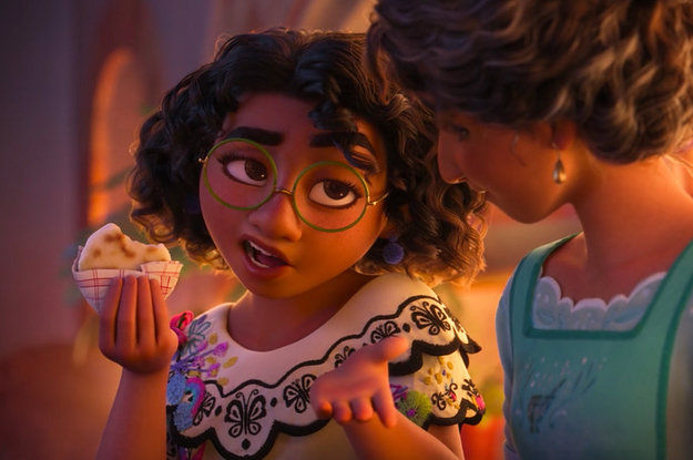Mirabel from Encanto eating an arepa