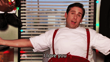 A gif of Michael Scott from The Office saying &quot;I love you&quot;