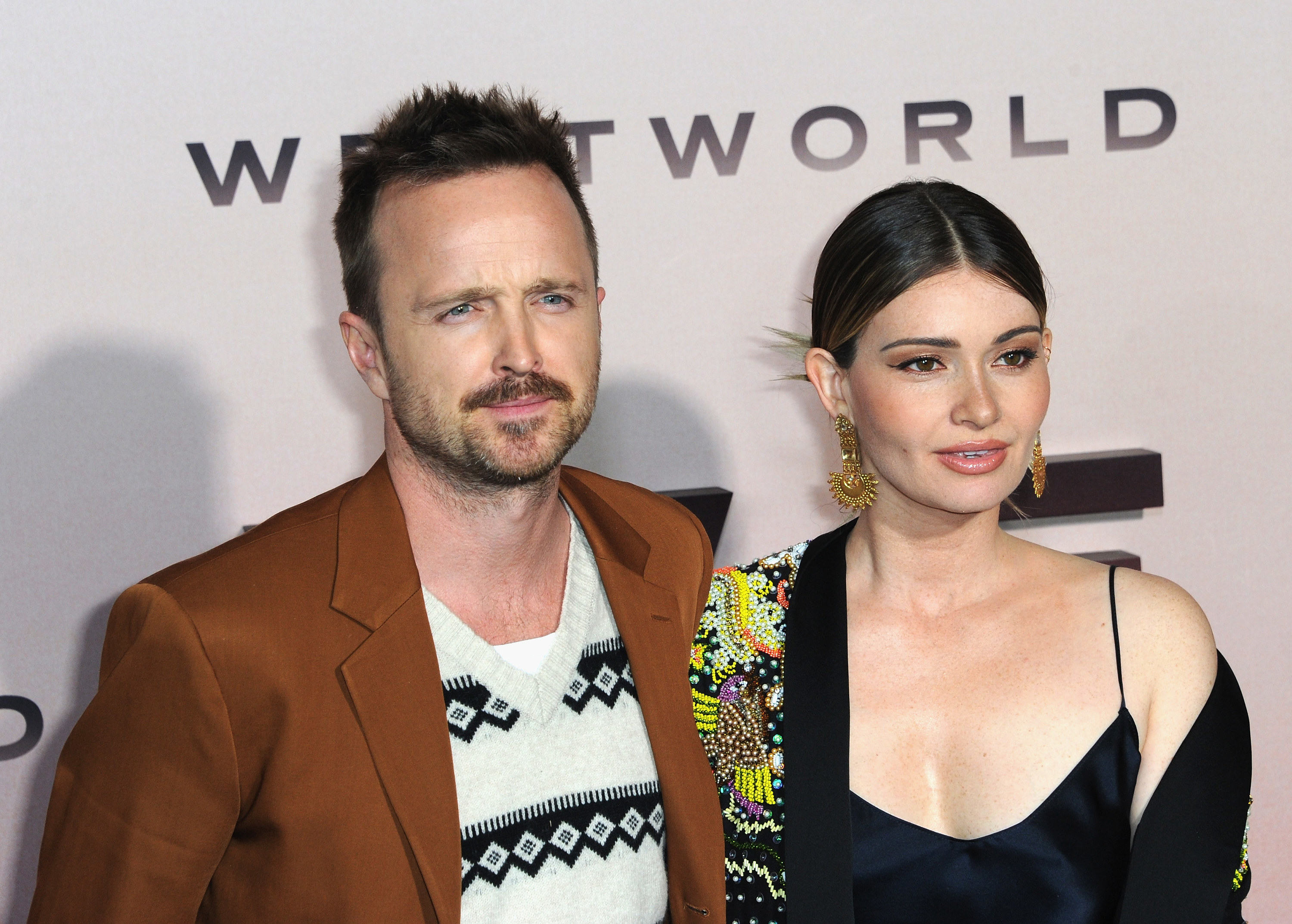 Aaron Paul and Lauren Parsekian arrive for the Premiere Of HBO&#x27;s &quot;Westworld&quot; Season 3 held at TCL Chinese Theatre on March 5, 2020