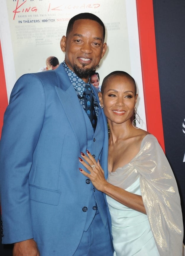 Will Smith and Jada Pinkett Smith smile at the &quot;King Richard&quot; premiere at the TCL Chinese Theatre on November 14, 2021