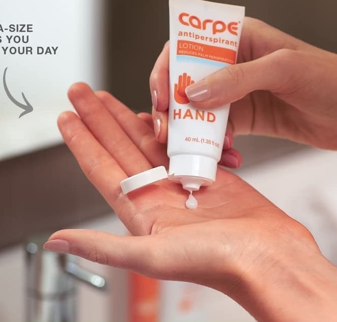 Model using the antiperspirant hand lotion