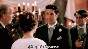 Ross saying Rachel at his wedding to Emily