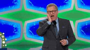 Drew Carey making a shocked face on &quot;The Price Is Right&quot;