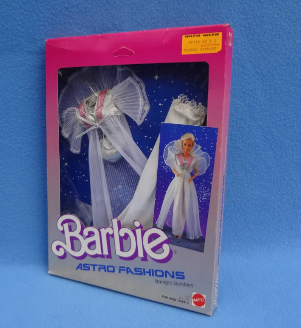 A box of Barbie Astro Fashions clothing