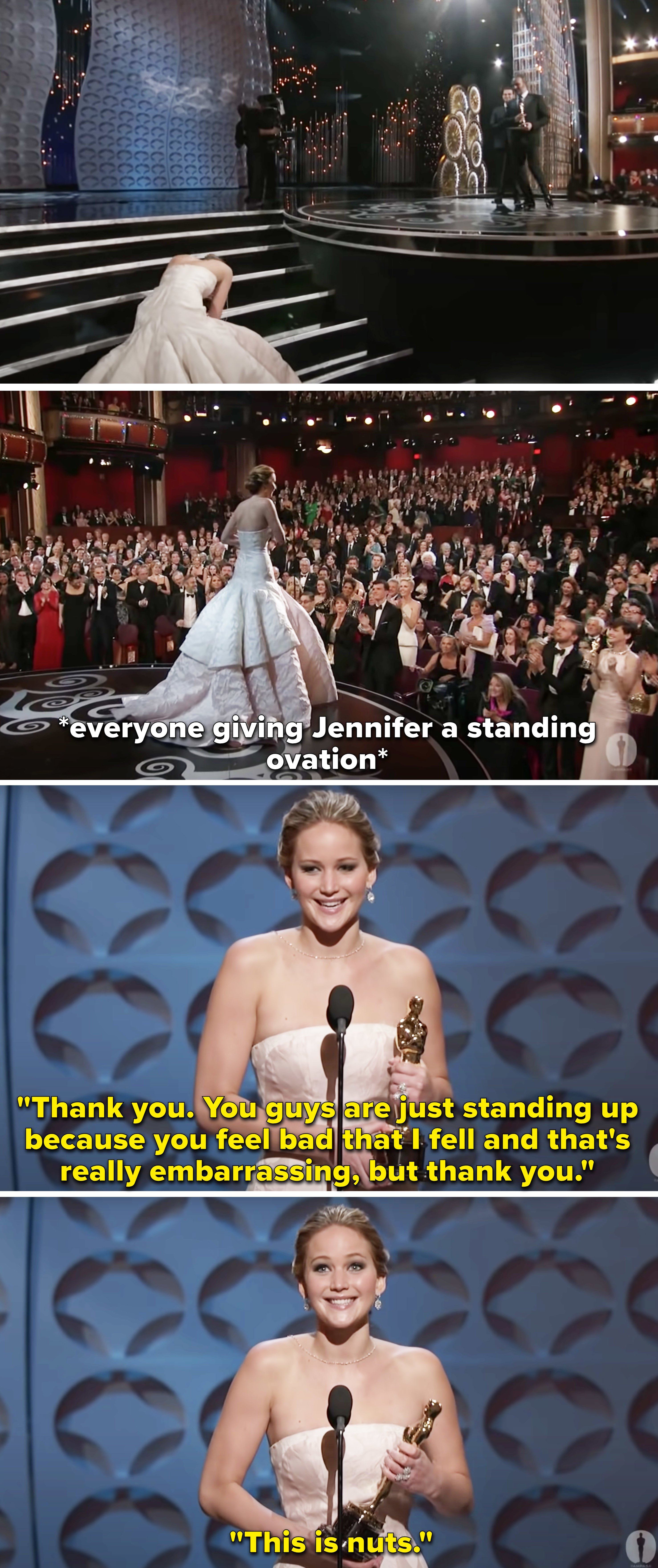Jennifer says that people are standing up because she fell and it&#x27;s embarrassing