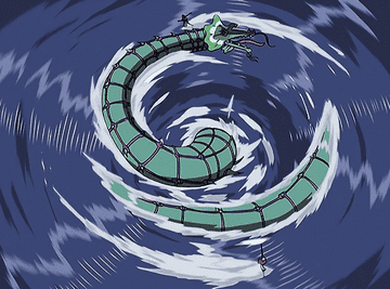 A sea monster getting sucked into a whirlpool in Avatar: The Last Airbender