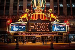 Photo of the Fox Theatre in Detroit at night