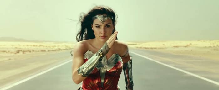 Wonder Woman running down a road in Egypt in &quot;Wonder Woman 1984&quot;